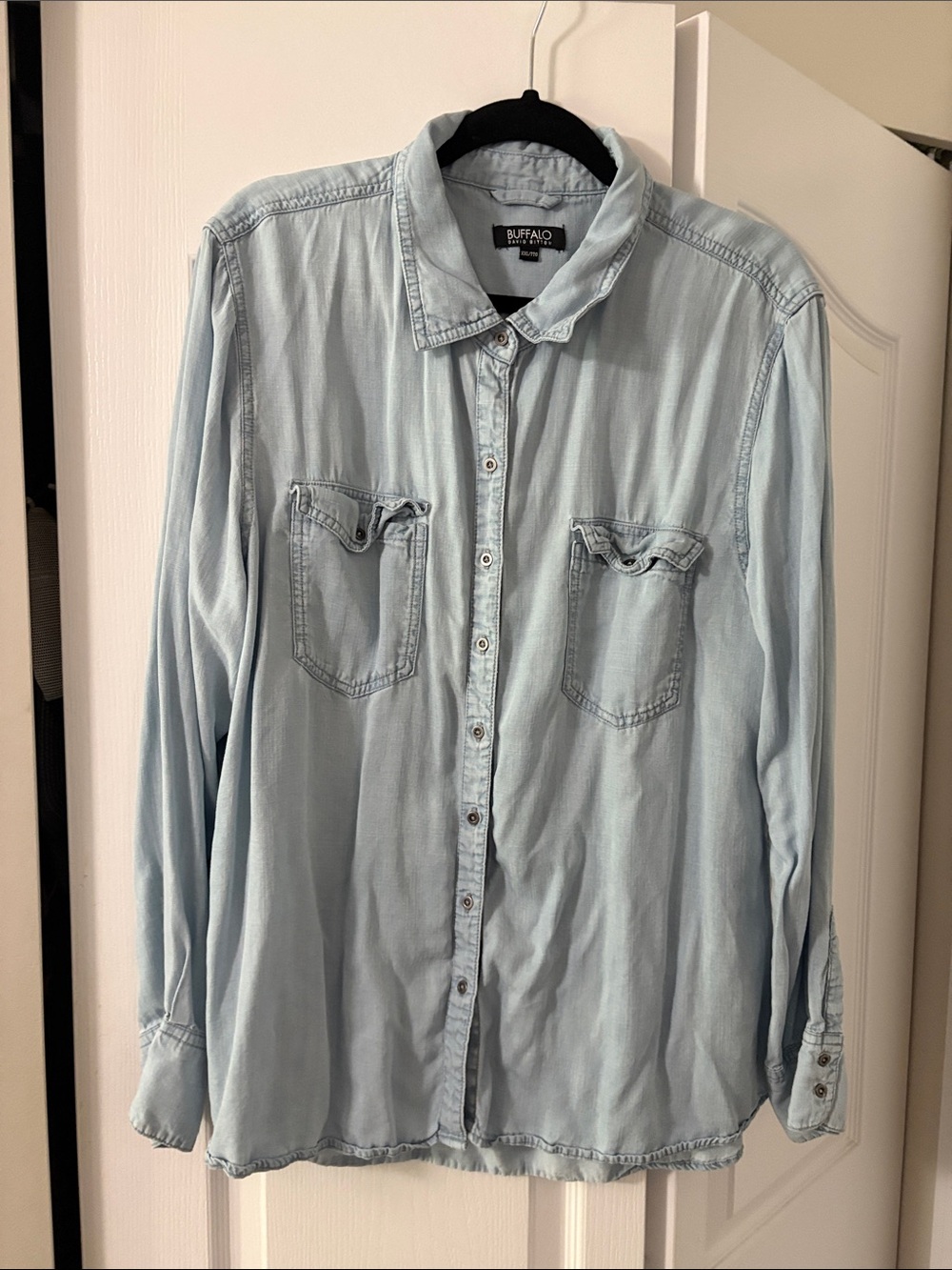 Buffalo David Bitton Light Blue Denim Button-Down Shirt - Men